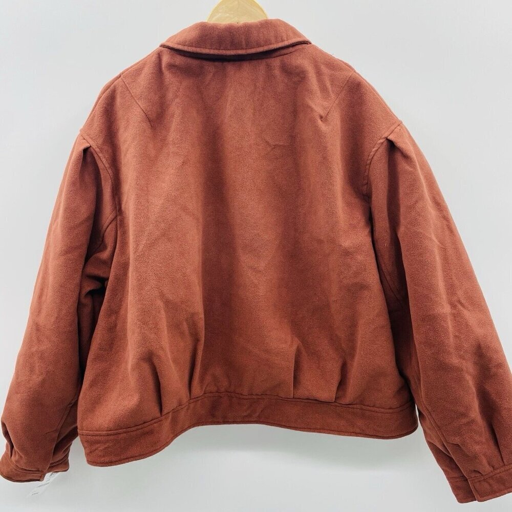 And Now This Womens Plus Size 2X Dropped-Shoulder Bomber Jacket Sonoma Brick 330 - Picture 4 of 7